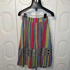 NWT-Women’s Knee Length Brightly Patterned A-Line Skirt